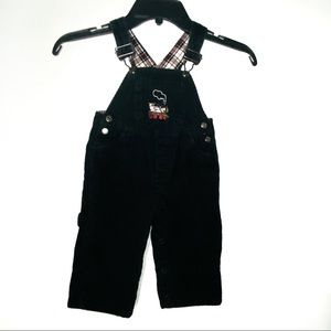 Vintage Authentic Place Black Corduroy Overalls 6-9 Months